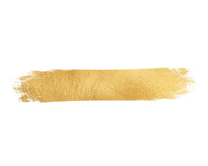 Golden brush stroke texture element ideal for design projects on transparent background