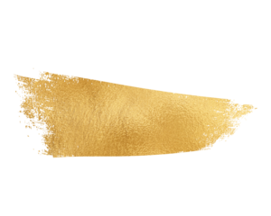 Abstract gold paint brush stroke texture design element on transparent background