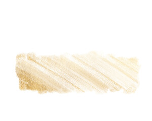Golden textured brush stroke design element with a sparkling effect on transparent background