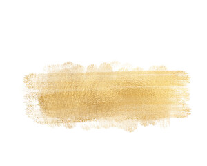 Golden brushstroke texture with sparkling glitter effect on transparent background