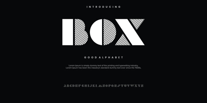 BOX Modern abstract digital alphabet font. Minimal technology typography, Creative urban sport fashion futuristic font and with numbers. vector illustration