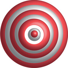 Concentric Circles Graphic with Red and Silver Gradient Effect, Abstract Spherical Design
