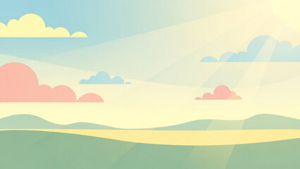 Obraz premium Serene landscape with pastel clouds and sunny hills