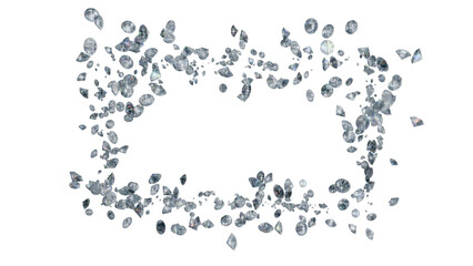 Luxury scattered diamonds background: High density brilliant cut gemstones with vivid prismatic dispersion - ACES 2.0 3D render.