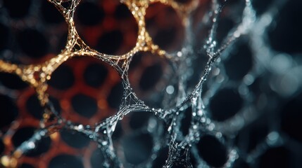 Abstract molecular network glowing in dark