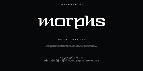 Morphs Abstract minimal modern alphabet fonts. Typography technology vector illustration