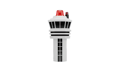 Airport Control Tower with Red Strobe Light