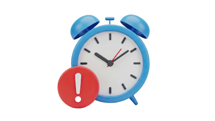 Alarm clock with exclamation mark symbol