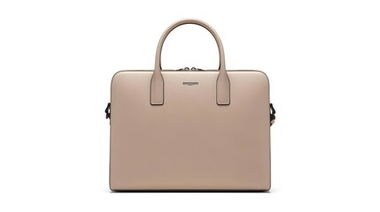 Elegant nude women laptop bag with clean minimal design, professional style, soft studio lighting, modern fashion accessory on neutral background.