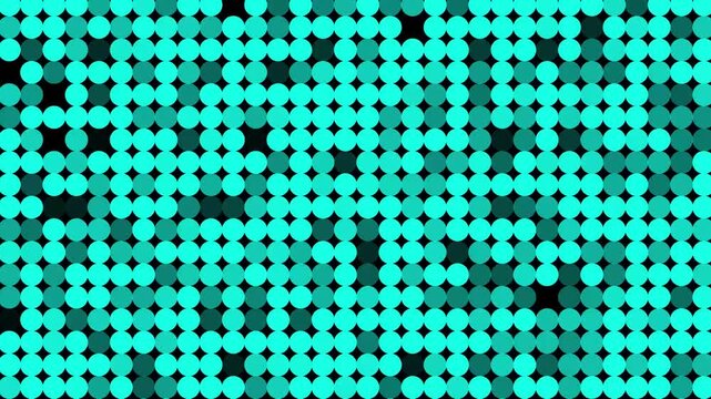 This high-quality motion graphics background features a dynamic array of cyan eclipse patterns and scattered dots that blink with a random, rhythmic pulse.