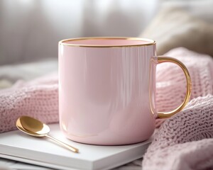 Pink mug with gold accents