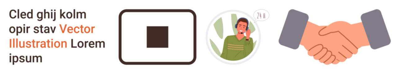 Business cooperation, team communication, online services, customer support, networking, digital business tools. Handshake, chat bubble and abstract shapes. Business cooperation and team