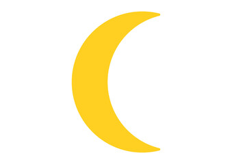 寝具やリラクゼーション・夜や睡眠をイメージした黄色の月シルエット・夜空や天体、占い三日月のアイコン
