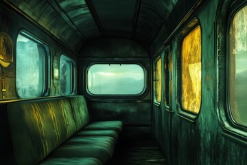 Train interior windows atmospheric perspective