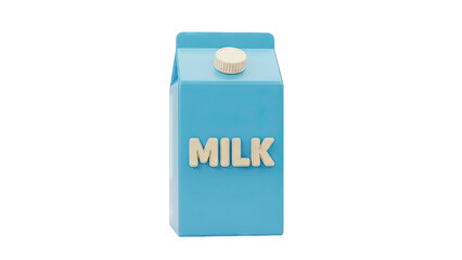 Blue Milk Carton with Creamy Cap and Embossed Text