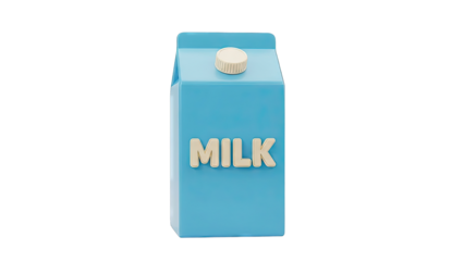 Blue Milk Carton with Creamy Cap and Embossed Text