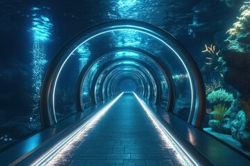 Underwater tunnel perspective