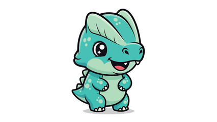 Obraz premium Adorable Cartoon Alligator Character with Big Eyes and Cute Smile.