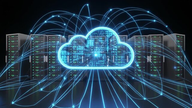 Glowing cloud computing network with connected data servers