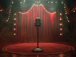 Vintage microphone on stage
