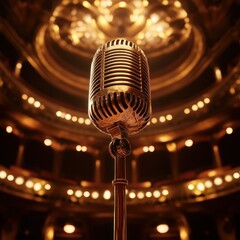 Vintage microphone on stage