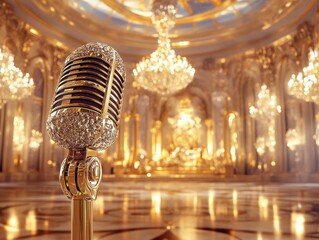 Vintage microphone stage interior