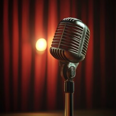 Vintage microphone stage performance