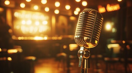 Vintage microphone stage performance