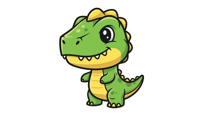 Obraz premium Adorable Cartoon Dinosaur Character with a Playful Wink.