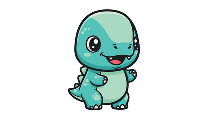 Obraz premium Adorable Cartoon Dinosaur Character with Big Eyes and a Cheerful Smile.