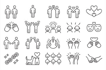 Emotional Support Icons for App UI, Relationship Platforms, Wellness Use