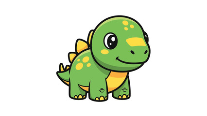 Obraz premium Adorable Cartoon Dinosaur with Green Skin and Yellow Accents.