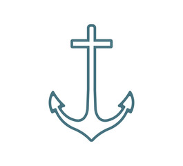 anchor icon outline vector illustration on transparent background.