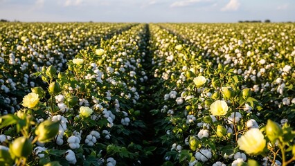 Rows of flowers in a field.