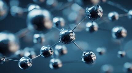 3D molecular structure with connected spheres