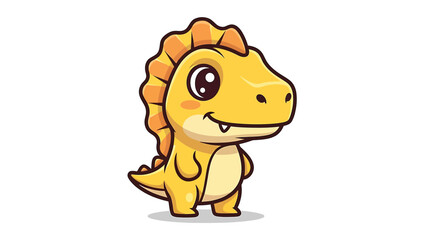 Adorable Cartoon Dilophosaurus Character with Big Eyes and Friendly Smile.