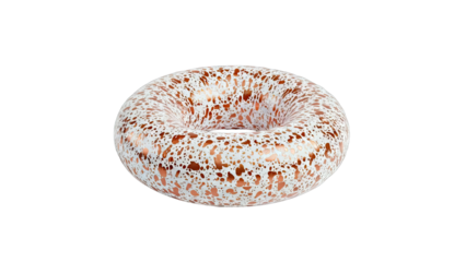 Donut-shaped object with copper speckles