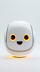 Cute Professional AI Robot Head with Glowing Orange Eyes
