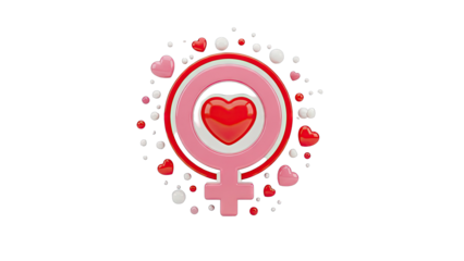 Female Symbol with Red Heart and Hearts