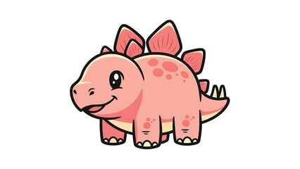 Fototapeta premium Adorable Pink Stegosaurus Cartoon Character with a Sweet Smile.