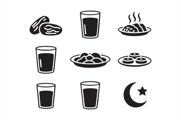 Islamic Food and Drink Icons for Ramadan Dashboards