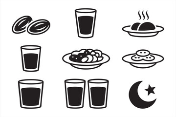 Obraz premium Ramadan UI Icons for Fasting, Iftar, Cultural Interfaces