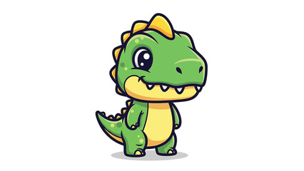 Obraz premium Adorable Cartoon Dinosaur Character with Big Eyes and Spikes.