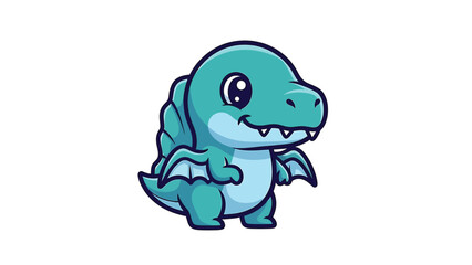 Naklejka premium Adorable Cartoon Dragon Character with Small Wings and Cute Smile.