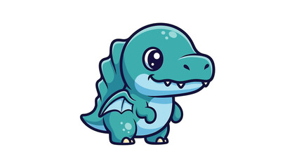 Fototapeta premium Adorable Cartoon Dragon Illustration with Big Eyes and Small Wings.