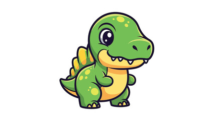 Fototapeta premium Adorable Cartoon Dinosaur Character with Big Eyes and Spikes.