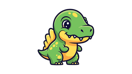Fototapeta premium Adorable Cartoon Dinosaur Character with Big Eyes and Spikes.
