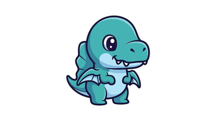 Obraz premium Adorable Cartoon Dragon with Wings and Cute Expression.