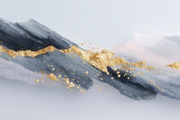 abstract art, with thick brush strokes and a neutral color palette of black, beige, and gold.