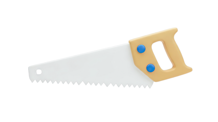 Hand Saw with Wooden Handle and Blue Rivets